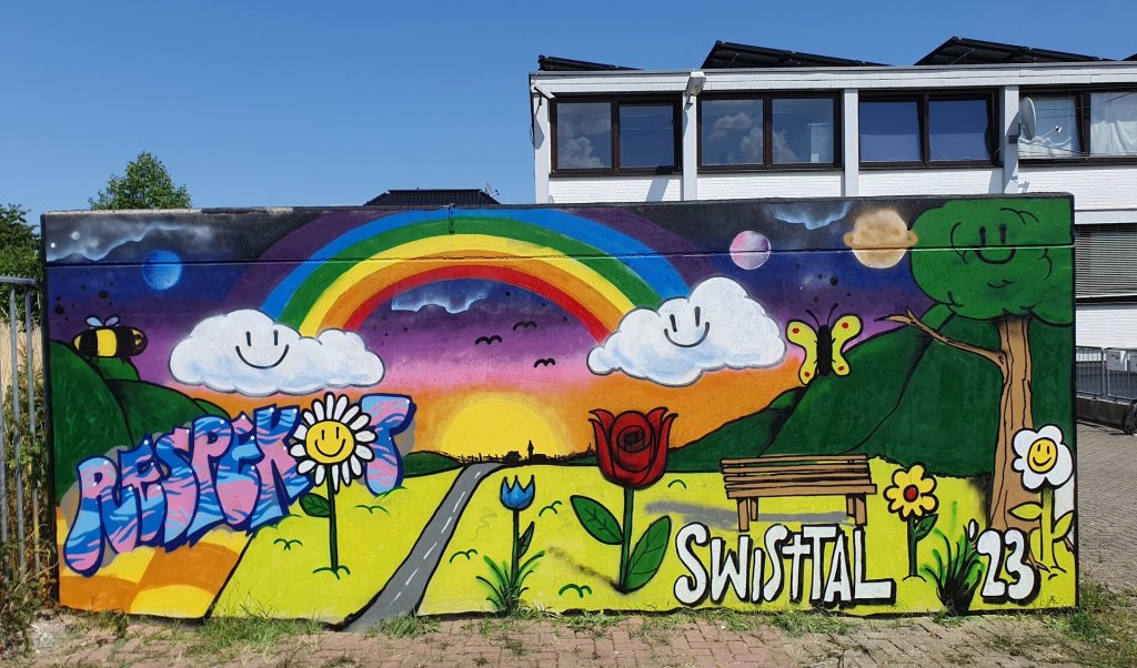 Foto: Rhein-Sieg-Kreis : Das Bild zeigt ein Motiv eines der 14 Graffiti-Workshops mit Kindern und Jugendlichen aus Swisttal